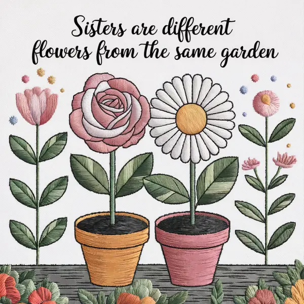 pillow_019 Sisters are Different Flowers From Same Garden